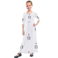Love Symbol Drawing Kids  Quarter Sleeve Maxi Dress by dflcprintsclothing