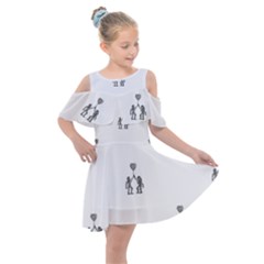 Love Symbol Drawing Kids  Shoulder Cutout Chiffon Dress by dflcprintsclothing