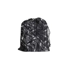 Black And White Intricate Geometric Print Drawstring Pouch (small)