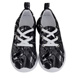 Black And White Intricate Geometric Print Running Shoes