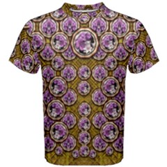 Gold Plates With Magic Flowers Raining Down Men s Cotton Tee by pepitasart