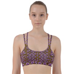 Gold Plates With Magic Flowers Raining Down Line Them Up Sports Bra by pepitasart