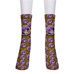 Gold Plates With Magic Flowers Raining Down Men s Crew Socks by pepitasart