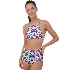 Sakura Blossoms On White Color High Waist Tankini Set by pepitasart