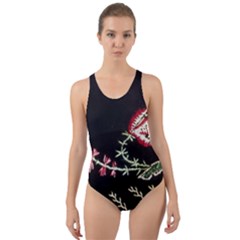 Peace Flower Cut-out Back One Piece Swimsuit