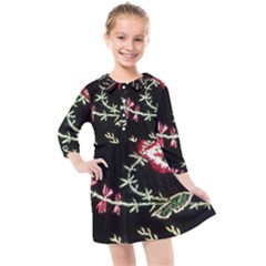 Peace Flower Kids  Quarter Sleeve Shirt Dress