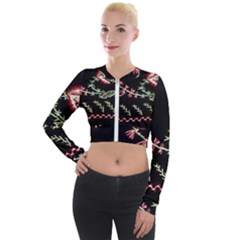 Peace Flower Long Sleeve Cropped Velvet Jacket