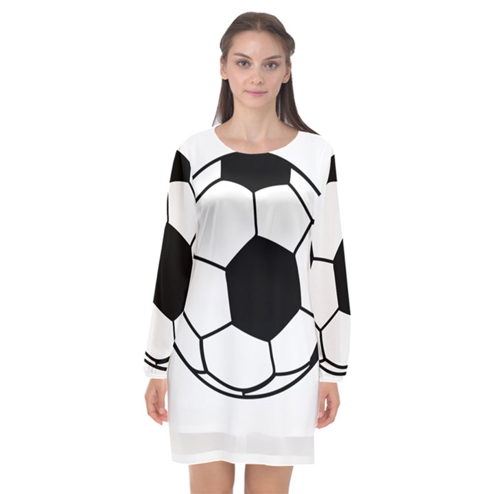 Soccer Lovers Gift Long Sleeve Chiffon Shift Dress 