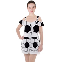 Soccer Lovers Gift Ruffle Cut Out Chiffon Playsuit by ChezDeesTees