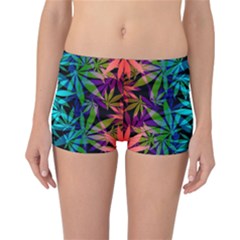 420 Ganja Pattern, Weed Leafs, Marihujana In Colors Reversible Boyleg Bikini Bottoms