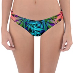 420 Ganja Pattern, Weed Leafs, Marihujana In Colors Reversible Hipster Bikini Bottoms by Casemiro