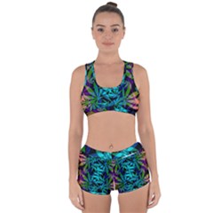 420 Ganja Pattern, Weed Leafs, Marihujana In Colors Racerback Boyleg Bikini Set by Casemiro
