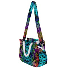 420 Ganja Pattern, Weed Leafs, Marihujana In Colors Rope Handles Shoulder Strap Bag by Casemiro
