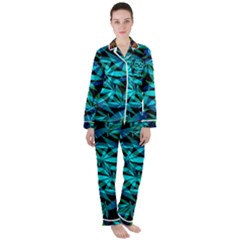 420 Ganja Pattern, Weed Leafs, Marihujana In Colors Satin Long Sleeve Pyjamas Set by Casemiro