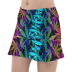 420 Ganja Pattern, Weed Leafs, Marihujana In Colors Tennis Skorts by Casemiro