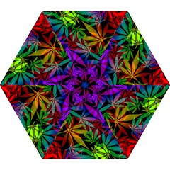 Ganja In Rainbow Colors, Weed Pattern, Marihujana Theme Mini Folding Umbrellas