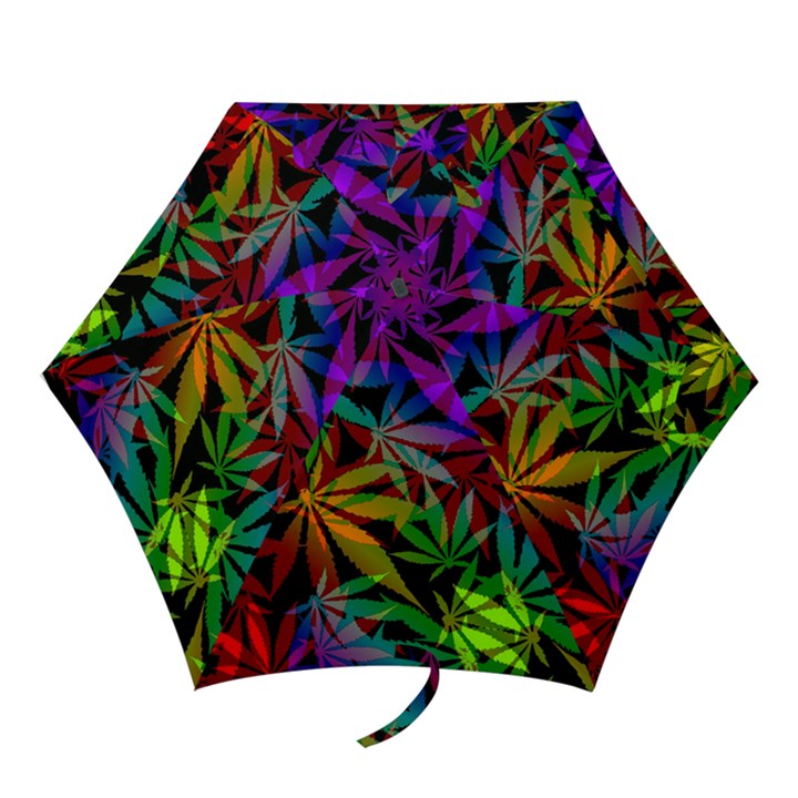 Ganja in rainbow colors, weed pattern, marihujana theme Mini Folding Umbrellas