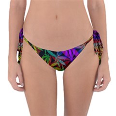 Ganja in rainbow colors, weed pattern, marihujana theme Reversible Bikini Bottom