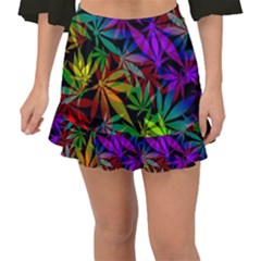 Ganja In Rainbow Colors, Weed Pattern, Marihujana Theme Fishtail Mini Chiffon Skirt by Casemiro