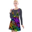 Ganja in rainbow colors, weed pattern, marihujana theme Plunge Pinafore Velour Dress View1