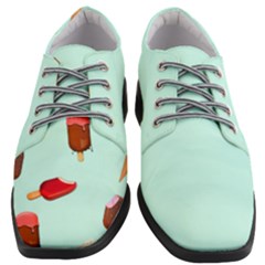 Ice Cream Pattern, Light Blue Background Women Heeled Oxford Shoes by Casemiro