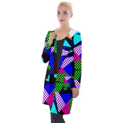 Trippy Blocks, Dotted Geometric Pattern Hooded Pocket Cardigan by Casemiro