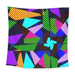 Trippy Blocks, Dotted Geometric Pattern Square Tapestry (large) by Casemiro