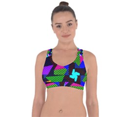 Trippy Blocks, Dotted Geometric Pattern Cross String Back Sports Bra by Casemiro