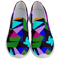 Trippy Blocks, Dotted Geometric Pattern Men s Lightweight Slip Ons by Casemiro