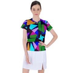 Trippy Blocks, Dotted Geometric Pattern Women s Sports Top by Casemiro