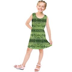 Watermelon Pattern, Fruit Skin In Green Colors Kids  Tunic Dress by Casemiro