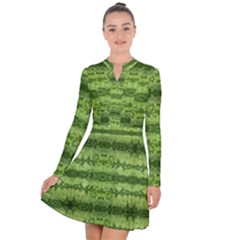 Watermelon Pattern, Fruit Skin In Green Colors Long Sleeve Panel Dress by Casemiro