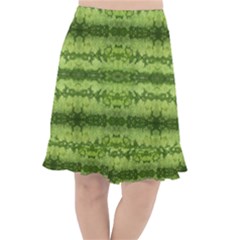 Watermelon Pattern, Fruit Skin In Green Colors Fishtail Chiffon Skirt by Casemiro