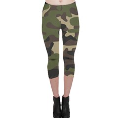 Texture Military Camouflage-repeats Seamless Army Green Hunting Capri Leggings 