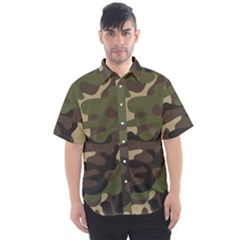 Texture Military Camouflage-repeats Seamless Army Green Hunting Men s Short Sleeve Shirt