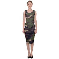 Texture Military Camouflage-repeats Seamless Army Green Hunting Sleeveless Pencil Dress by Vaneshart