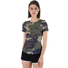 Texture Military Camouflage-repeats Seamless Army Green Hunting Back Cut Out Sport Tee by Vaneshart