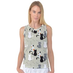 Cute Cat Seamless Pattern Women s Basketball Tank Top by Vaneshart