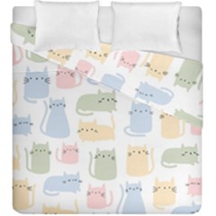 Cute Cat Colorful Cartoon Doodle Seamless Pattern Duvet Cover Double Side (king Size)