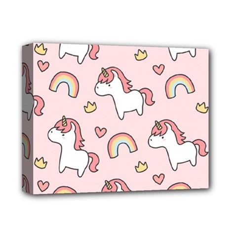 Cute Unicorn Rainbow Seamless Pattern Background Deluxe Canvas 14  X 11  (stretched) by Vaneshart