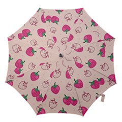Seamless Strawberry Fruit Pattern Background Hook Handle Umbrellas (medium)
