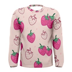 Seamless Strawberry Fruit Pattern Background Men s Long Sleeve Tee by Vaneshart