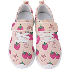 Seamless Strawberry Fruit Pattern Background Men s Velcro Strap Shoes by Vaneshart