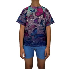 Glitter Butterfly Kids  Short Sleeve Swimwear by Sparkle