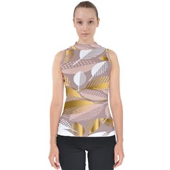 Digital Leafs Mock Neck Shell Top by Sparkle