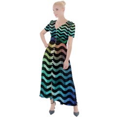 Digital Waves Button Up Short Sleeve Maxi Dress