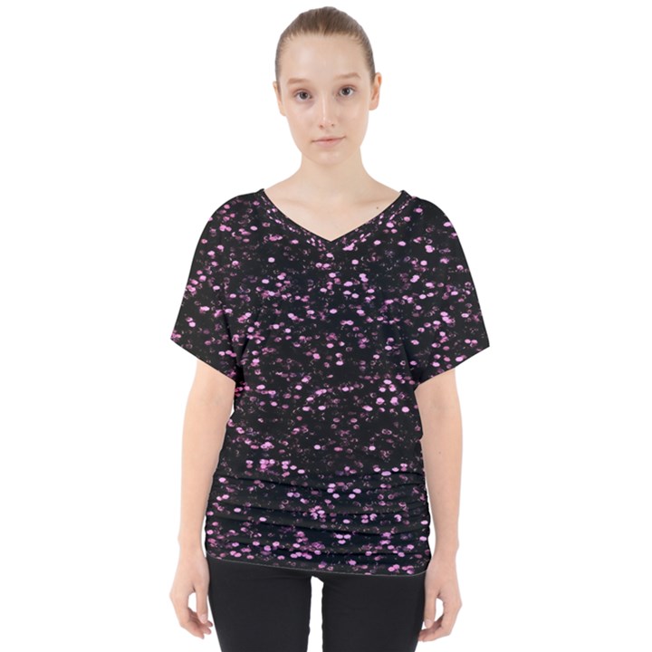 Digital Polka V-Neck Dolman Drape Top