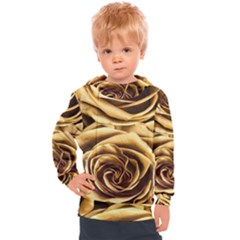 Gold Roses Kids  Hooded Pullover by Sparkle