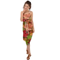 Spring Leafs Waist Tie Cover Up Chiffon Dress by Sparkle