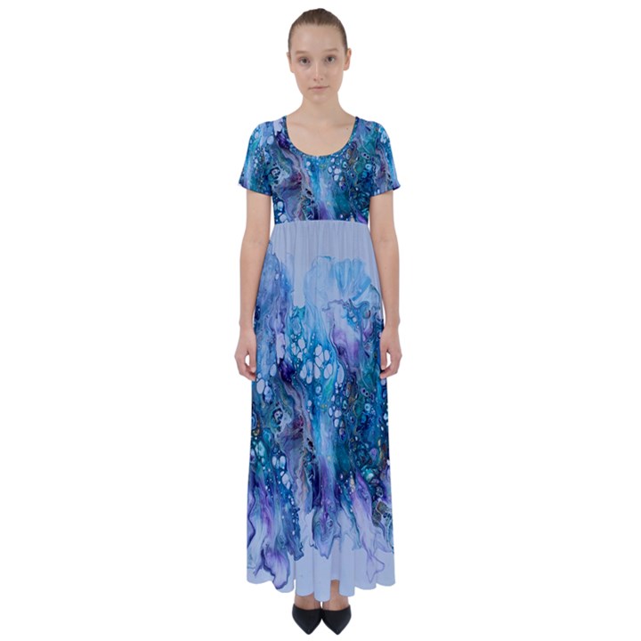 Sea anemone  High Waist Short Sleeve Maxi Dress